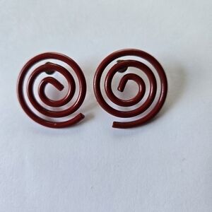 Spiral Red Metal Earrings
